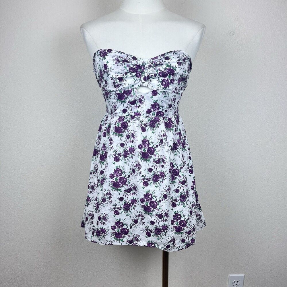 Vintage Angie Shirt Womens Small Y2K Tube Top Strapless Floral Babydoll Floral